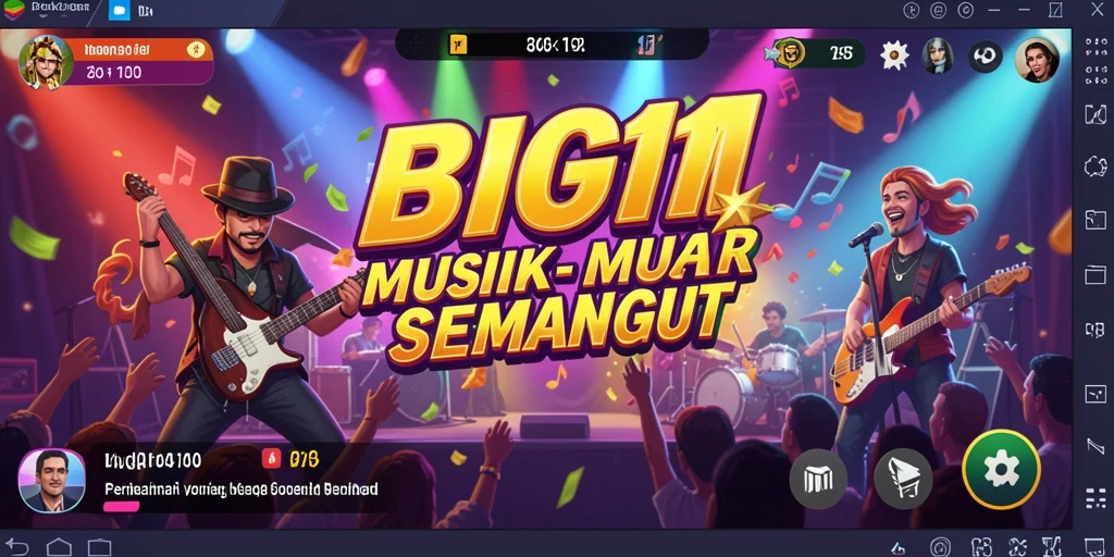 Tangkapan layar utama BIG11 menampilkan gameplay yang seru dengan lagu-lagu favorit.