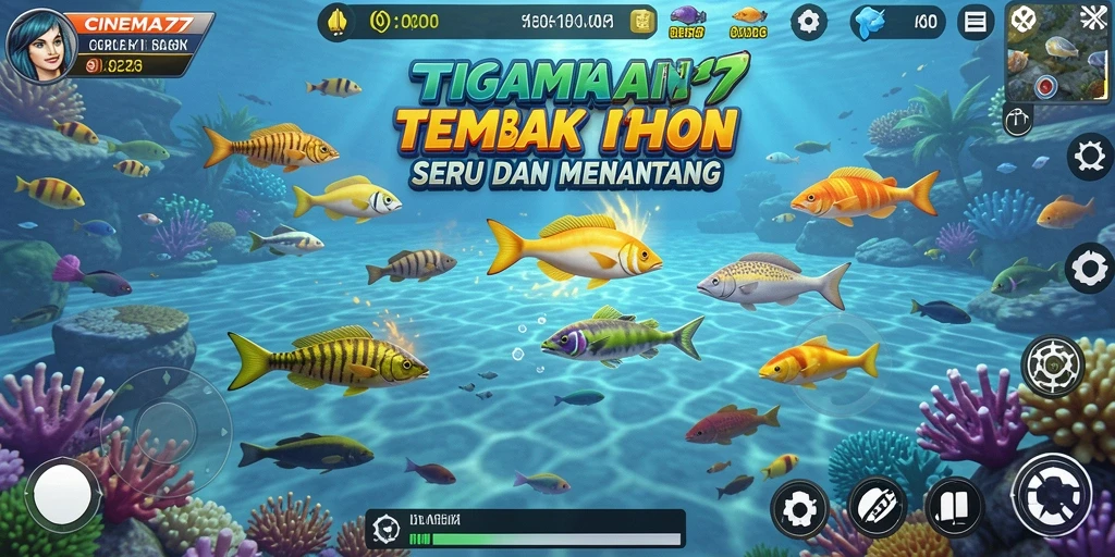 Tangkapan layar CINEMA77 menunjukkan aksi menembak ikan yang mengasyikkan.