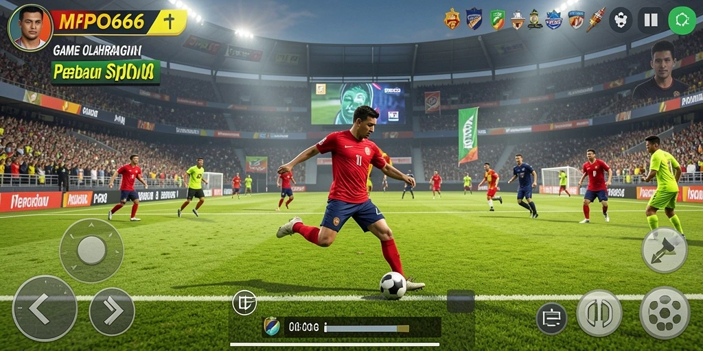 Screenshot menunjukkan aksi seru dalam pertandingan olahraga.